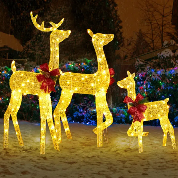 Lighted Christmas Reindeer Family Set - 3-Piece Outdoor Decor