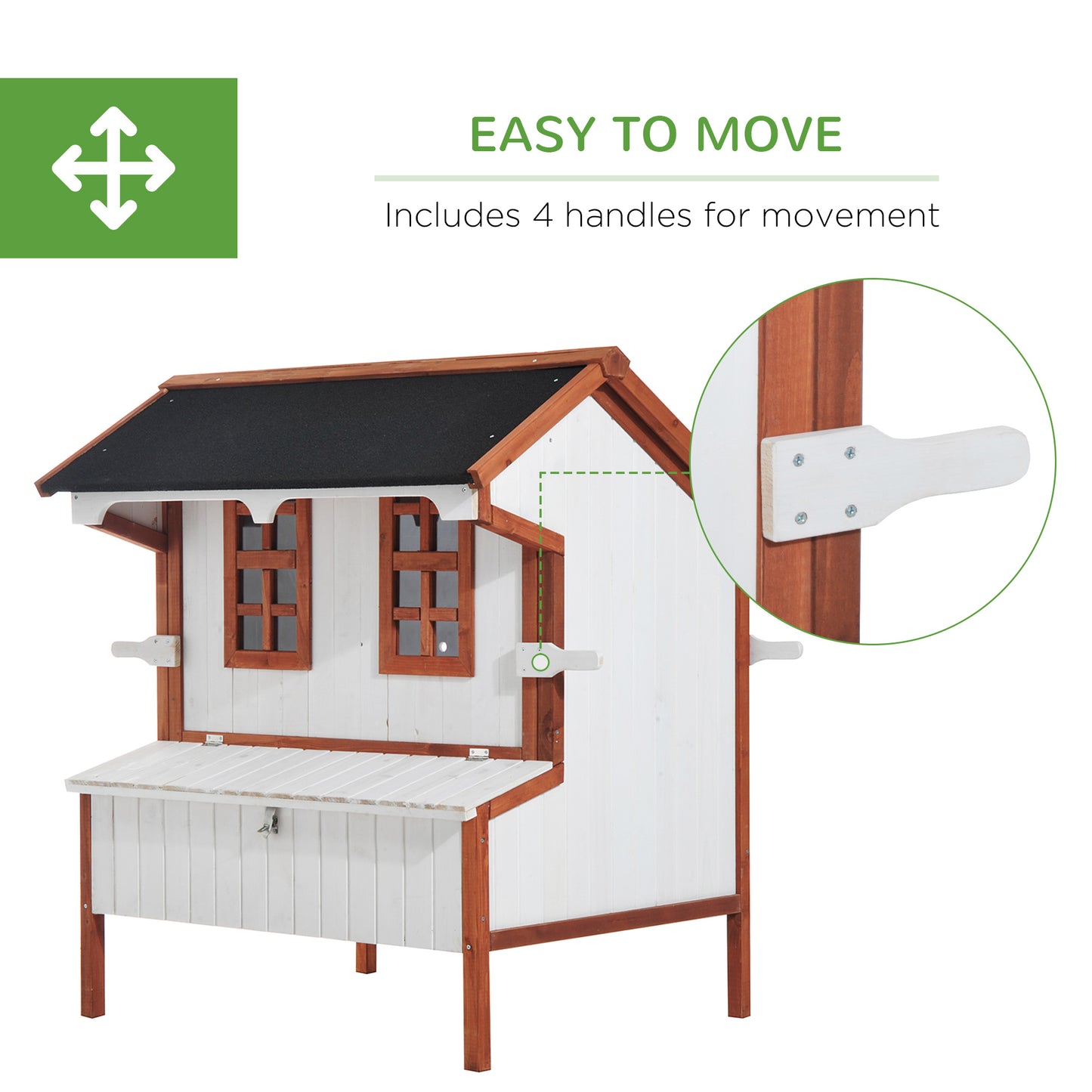 47-Inch Wooden Chicken Coop with Nesting Box and Waterproof Roof for Backyard Poultry