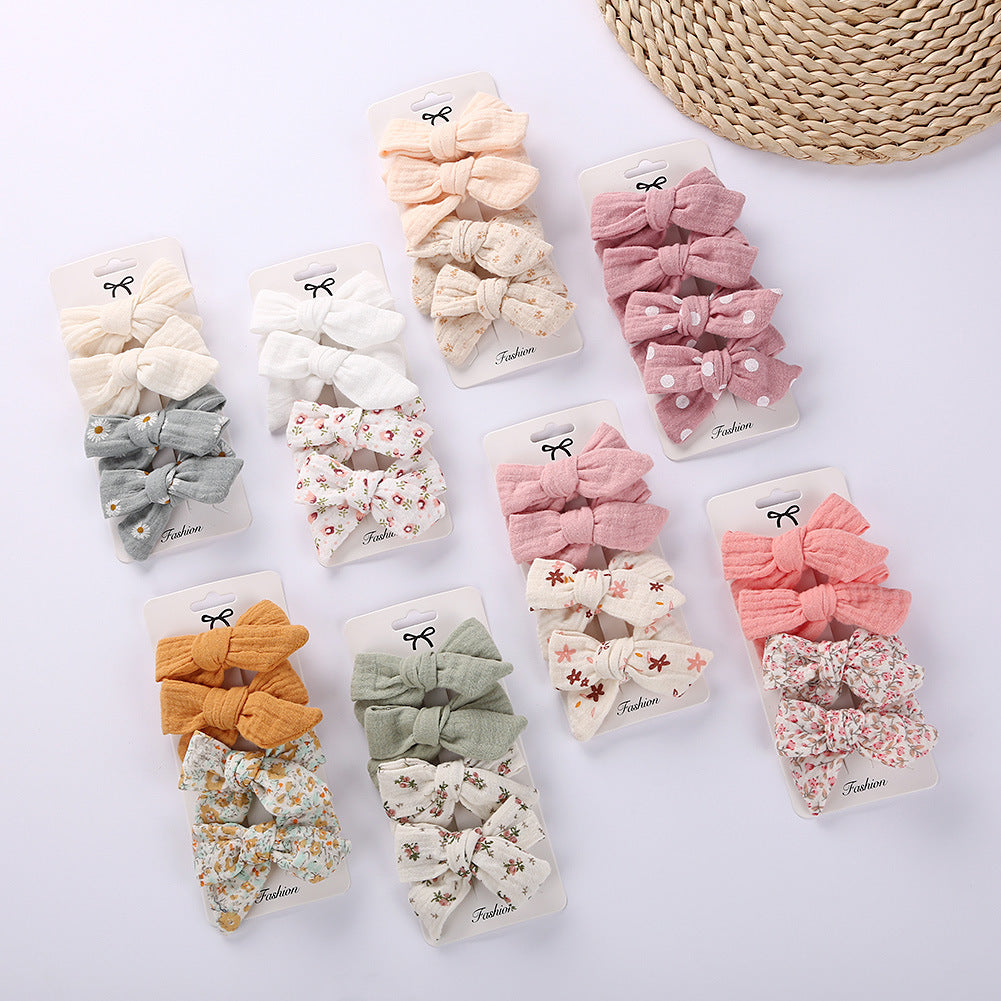Children's Plaid Bow Hair Clips, 4-Pack