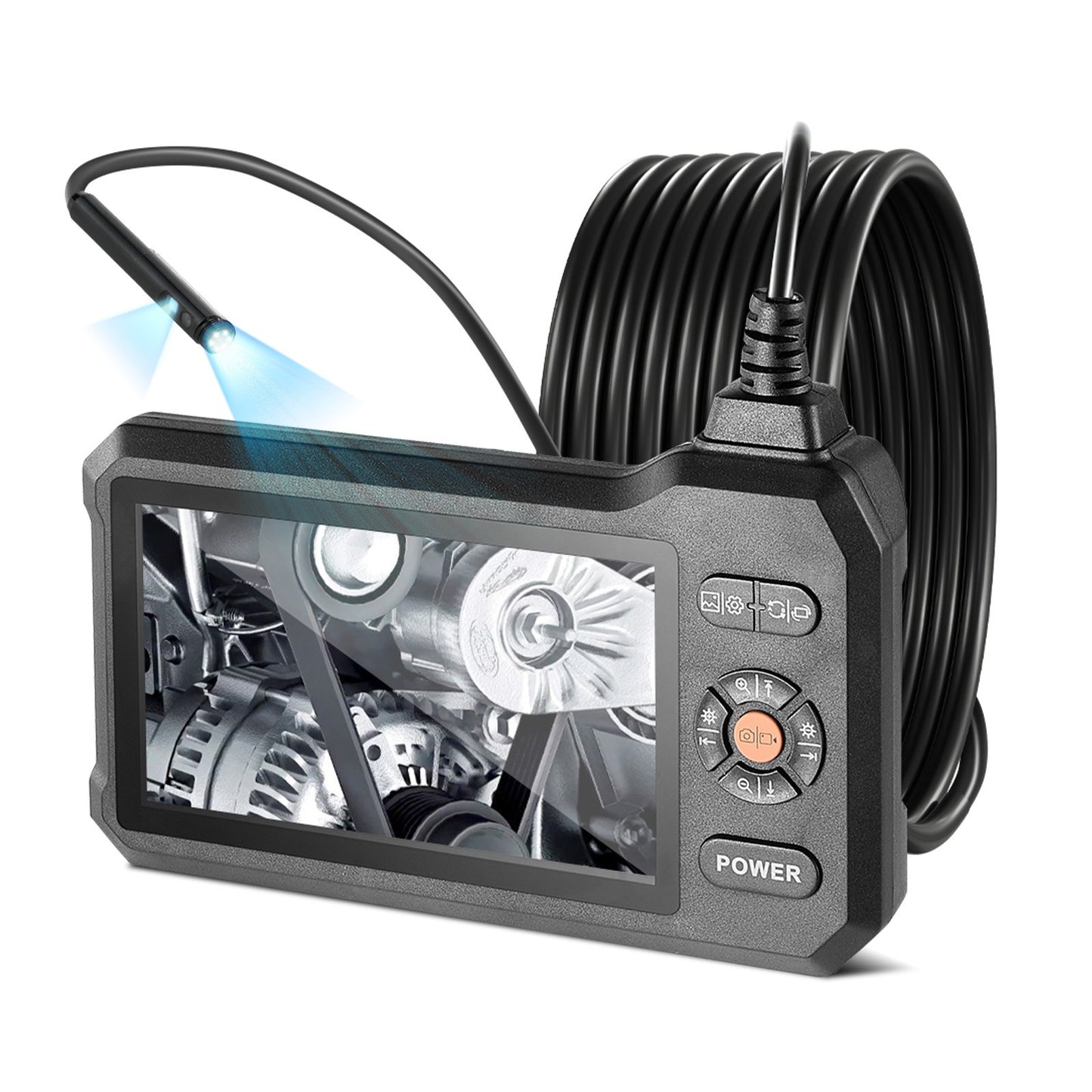 HD Endoscope Camera with 5-Inch Screen Waterproof Inspection Snake 16.4FT Cable