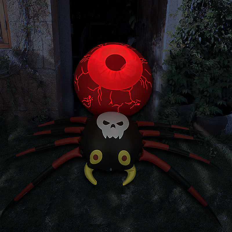 Inflatable Halloween Luminescent Spider Decoration Prop - 110x105cm, Black