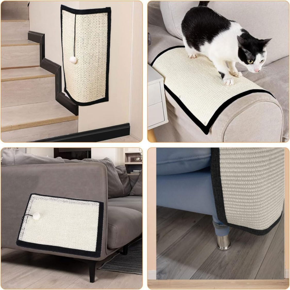 Cat Scratch Pad Natural Sisal Furniture Protector - White