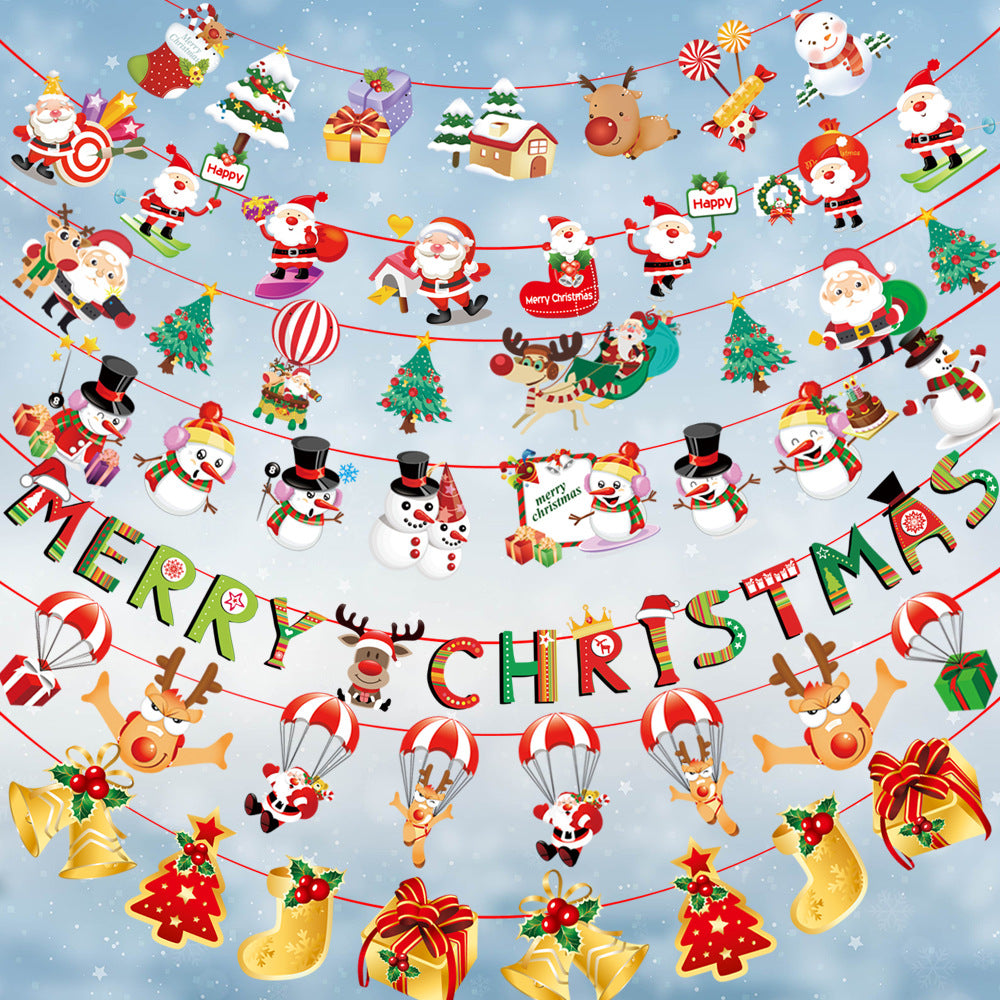 Christmas Scene Paper Flags - Holiday Decorations for Home & Garden