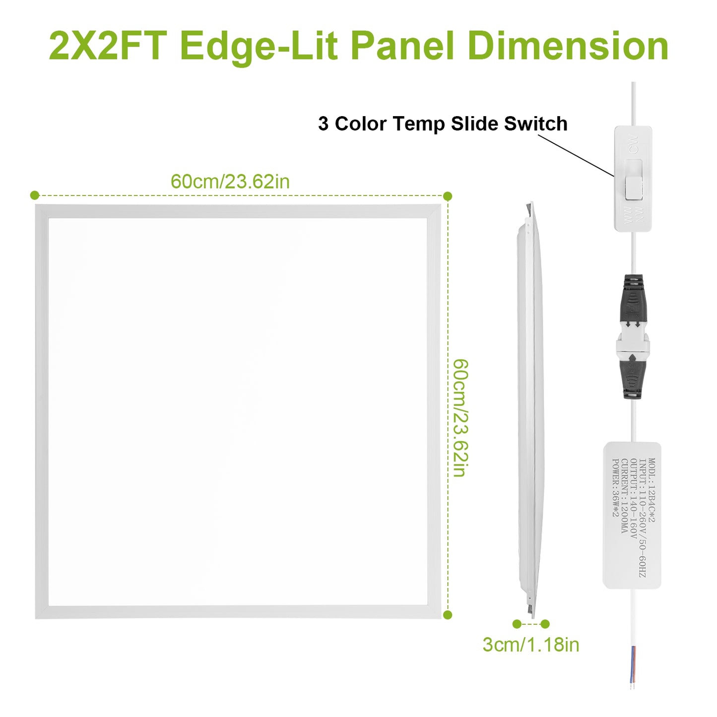 LED Panel Ceiling Light 2FT x 2FT Flat Flat Panel Light Modern Fixture