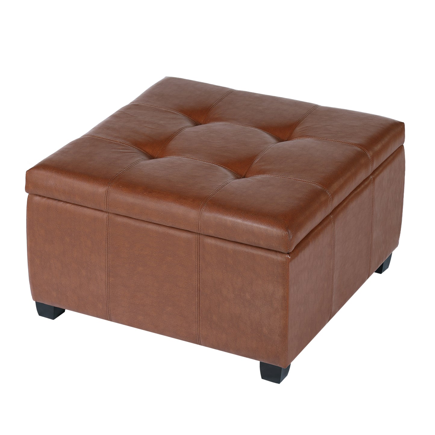Richmond Storage Ottoman - Brown Faux Leather