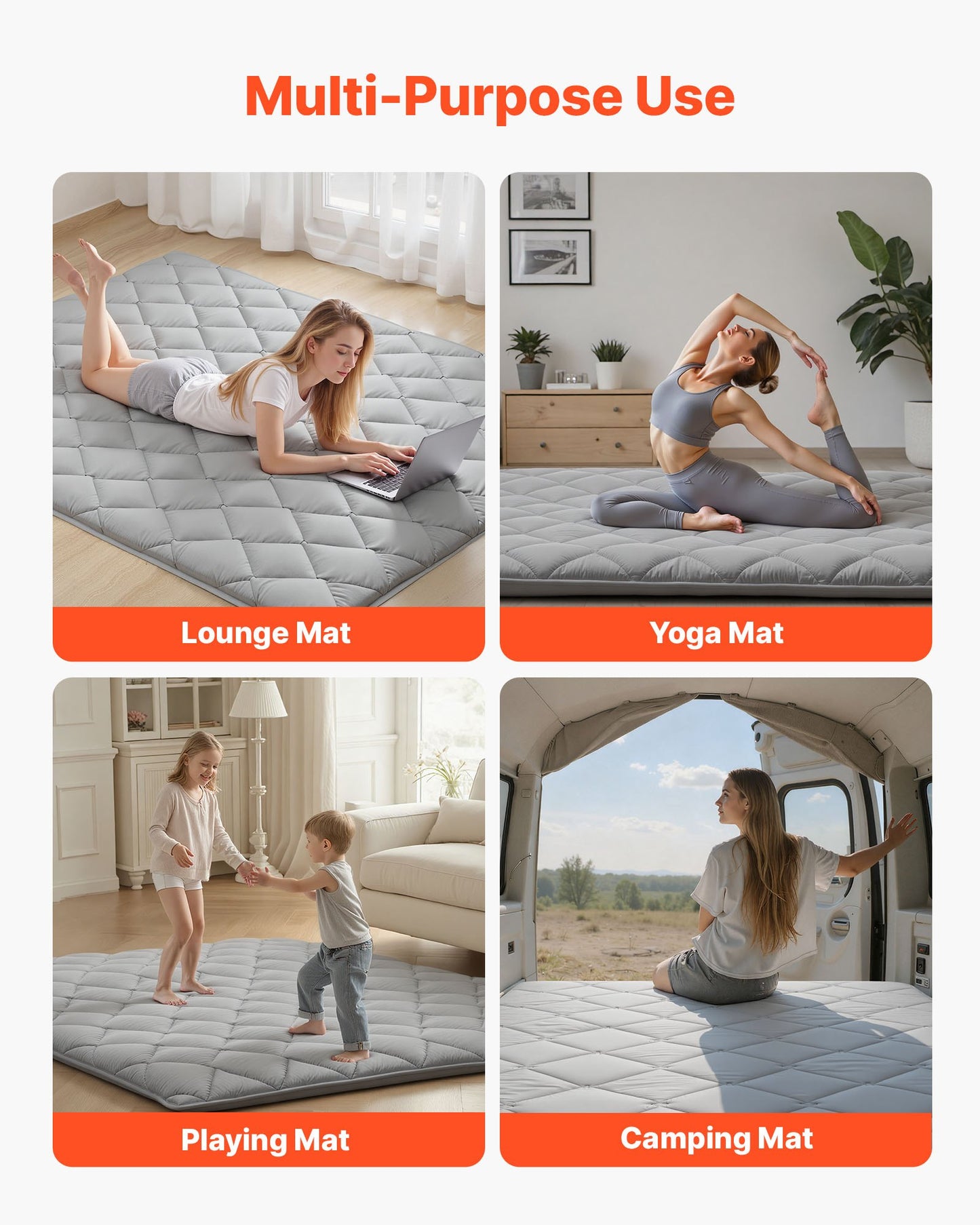 Foldable Japanese Tatami Mattress Queen Size with Storage Bag - 9-Layer Floor Mat for Sleep & Meditation