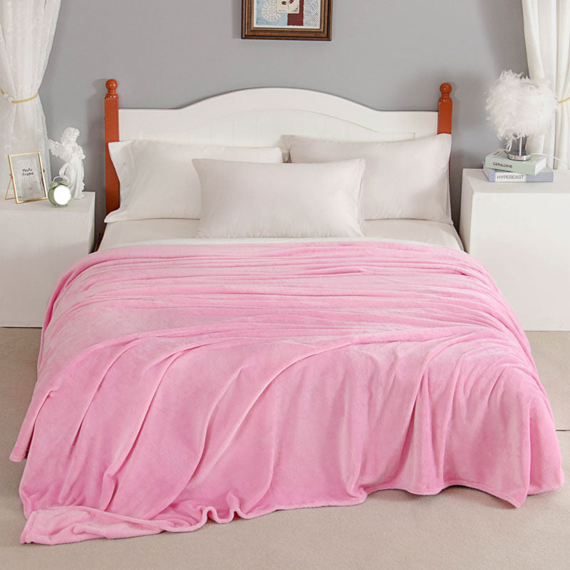 Thickened Coral Fleece Blanket Solid Color Vegan-Friendly Home Bedding