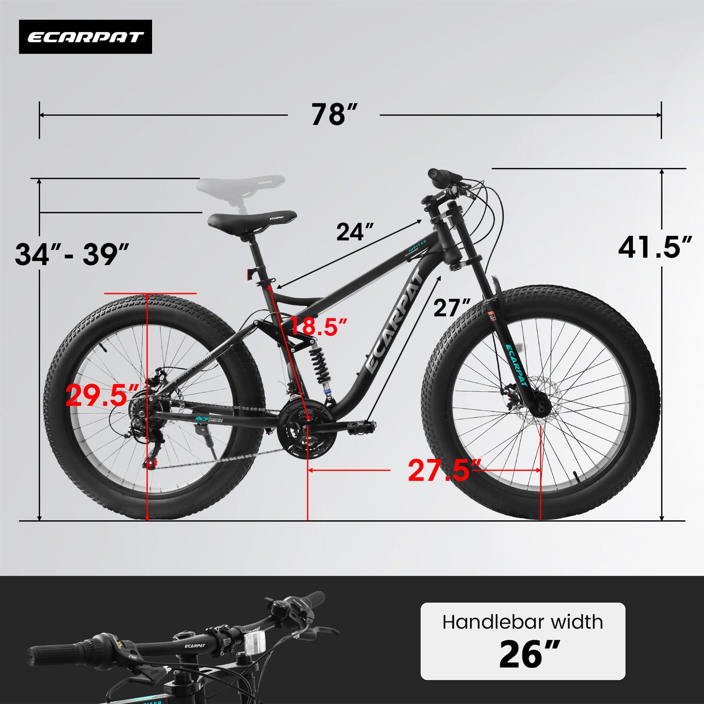 26-Inch Full-Suspension Mountain Bike with 21 Speeds & Disc Brakes
