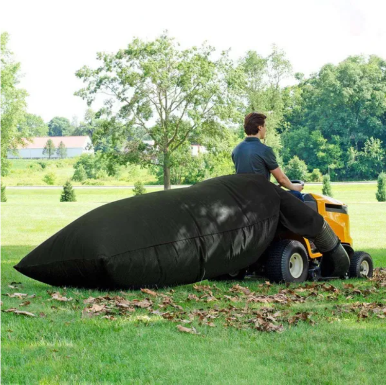Black Lawn Tractor Leaf Bag 54 Cubic Feet Garden Waste Collector with Drawstring
