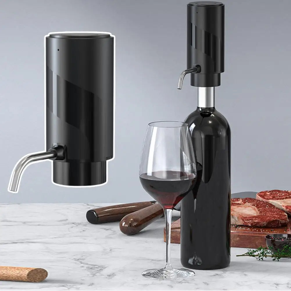 Electric Wine Decanter Pump Dispenser - One Touch Operation, 601-700ml, Black