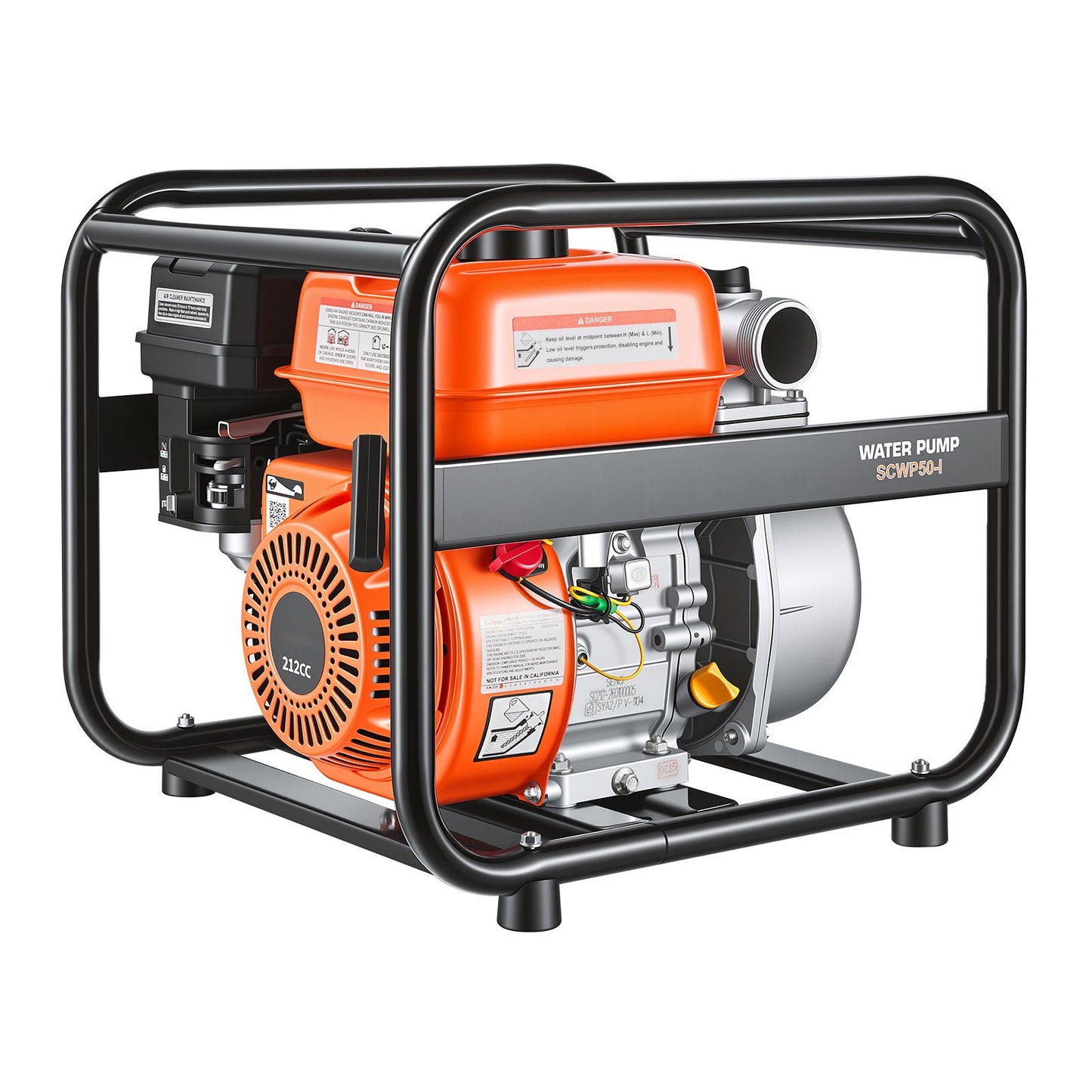Gas Powered Water Pump 2 In 132 GPM 6.5HP Portable Irrigation & Pond Pump