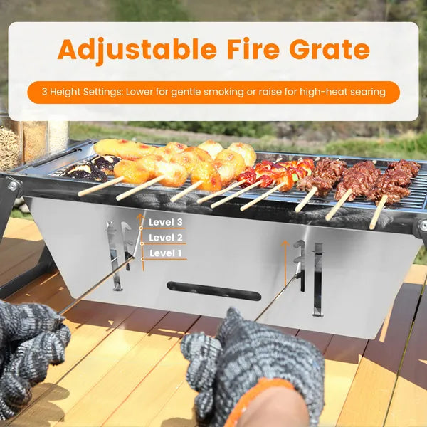 Portable Foldable Charcoal Grill & Fire Pit for Camping