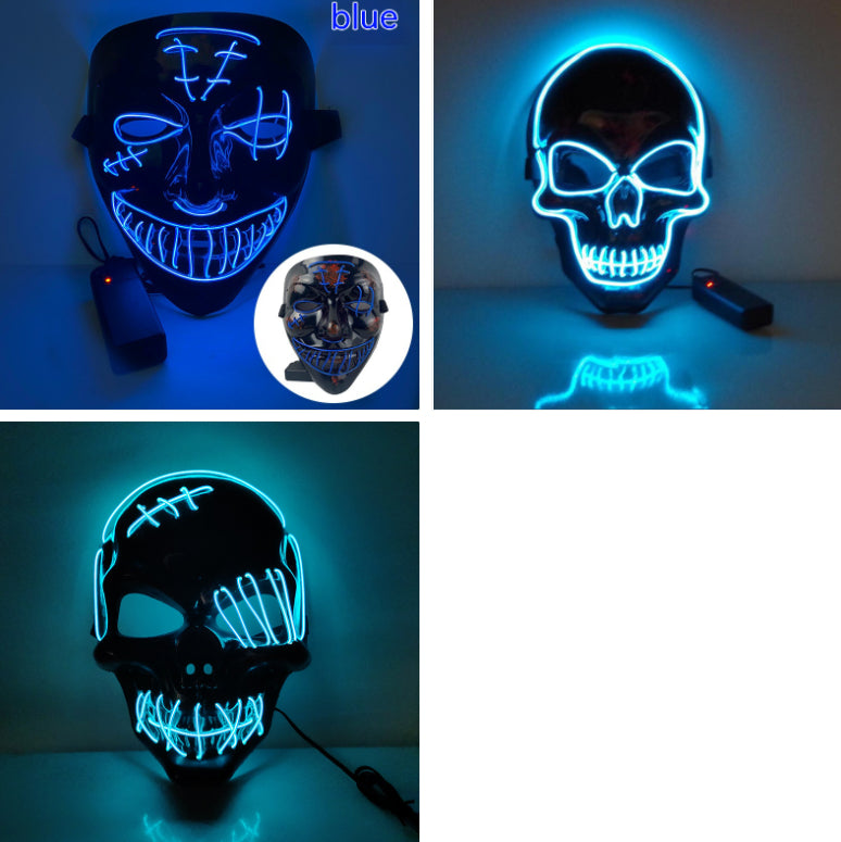 LED Halloween Mask Luminous Party Mask with V-Shaped Pirate Eye Design