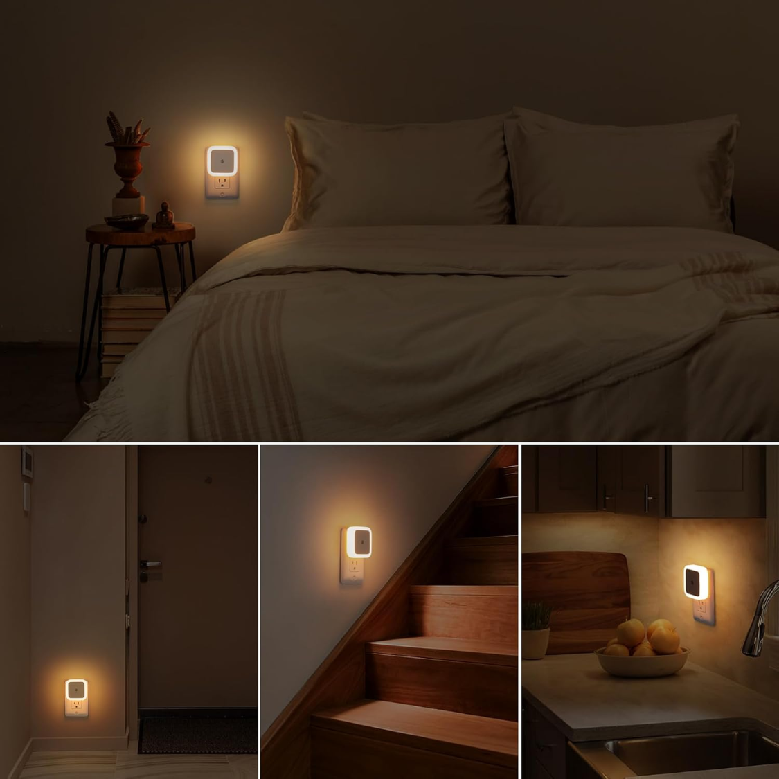 8-Pack Plug-In Night Lights for Wall, Dusk to Dawn LED Night Lamp, Warm White