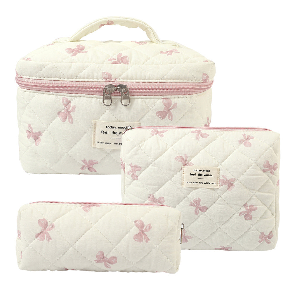 Large Capacity Portable Cosmetic Bag with Floral Design - Travel Makeup Organizer