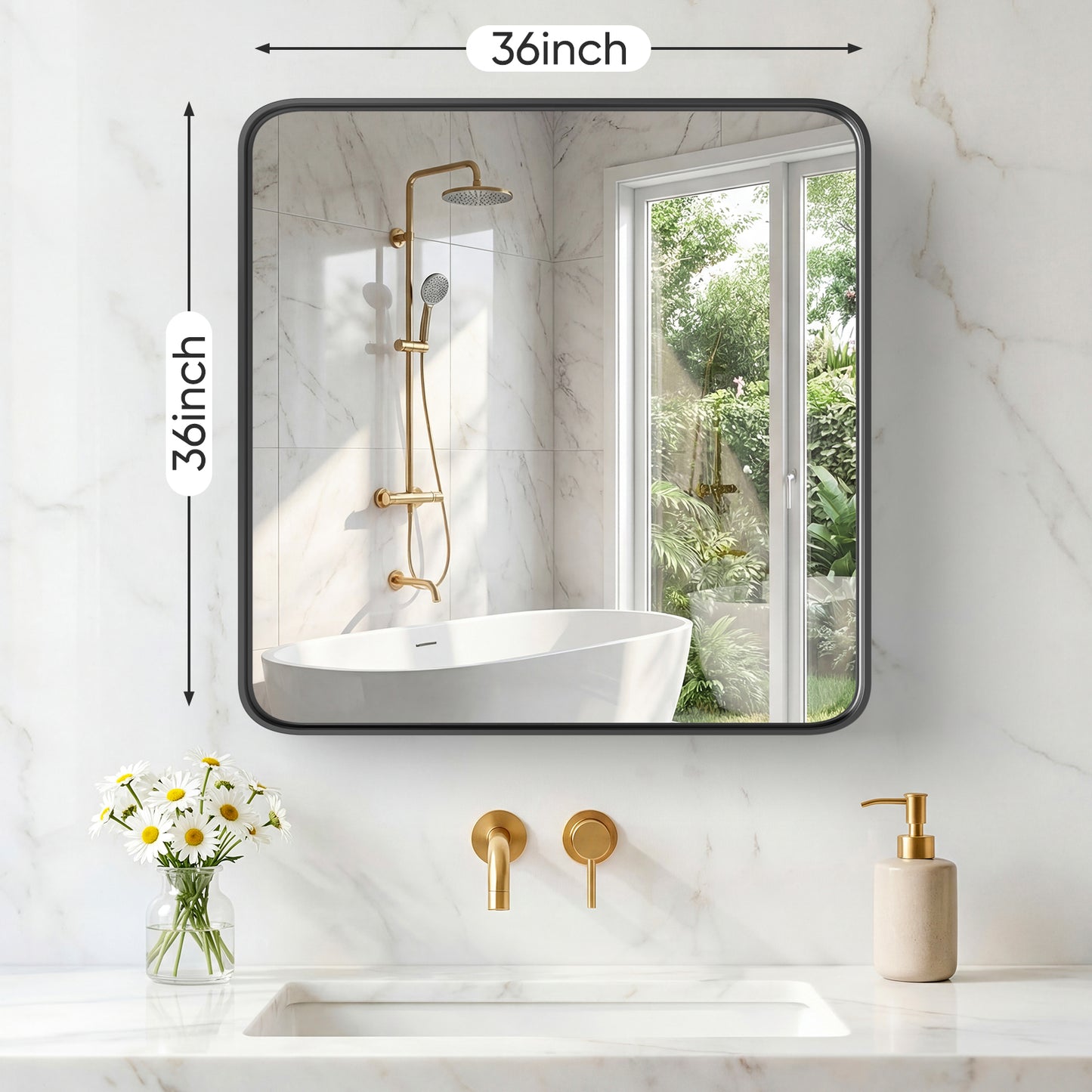 Rectangular Metal Frame Wall Mirror - Modern Decorative Home Decor