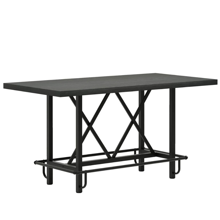 Rectangular Dining Table - Spacious Bar Table for 6 - Black