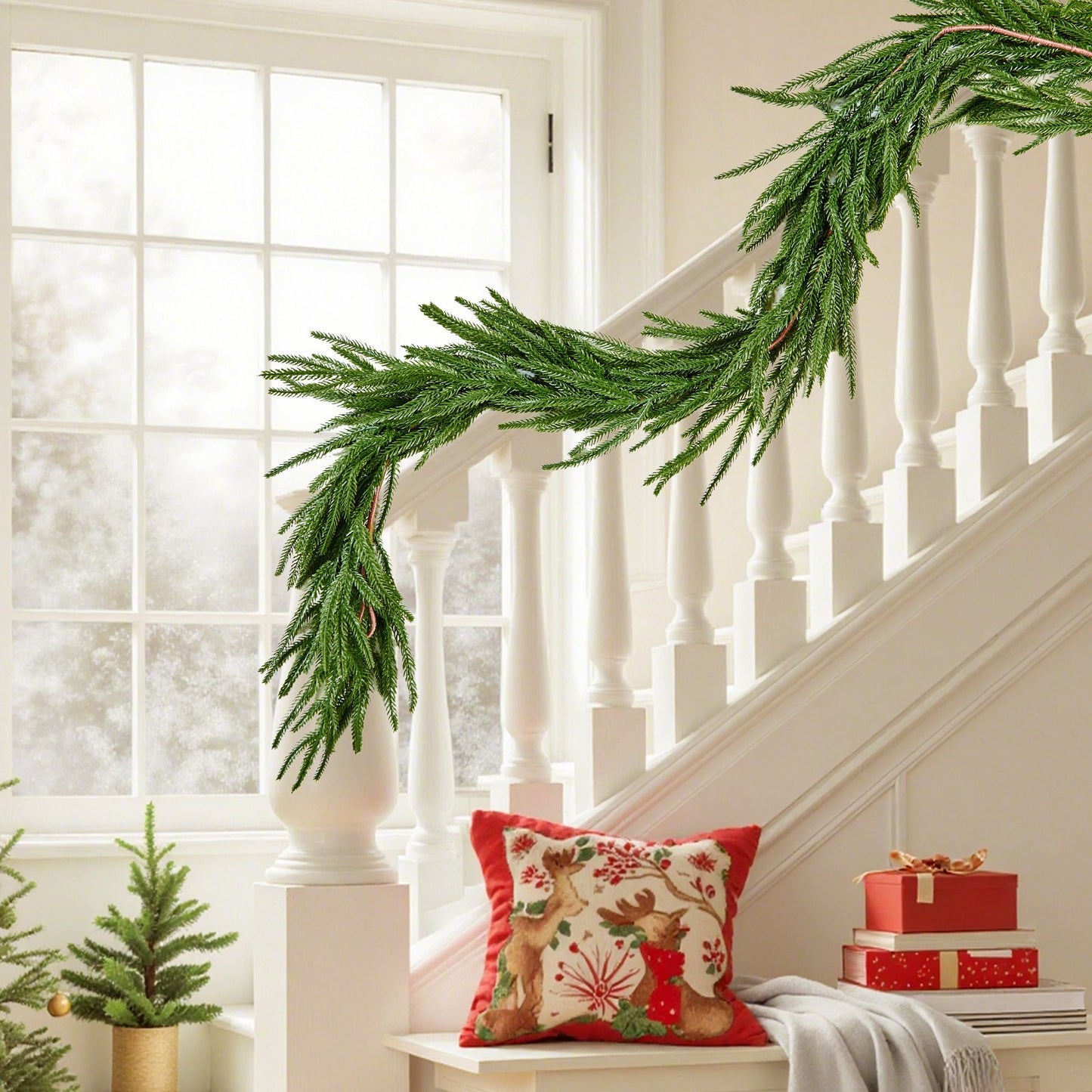 Artificial Norfolk Christmas Garland 5Ft Green Holiday Decor for Fireplace