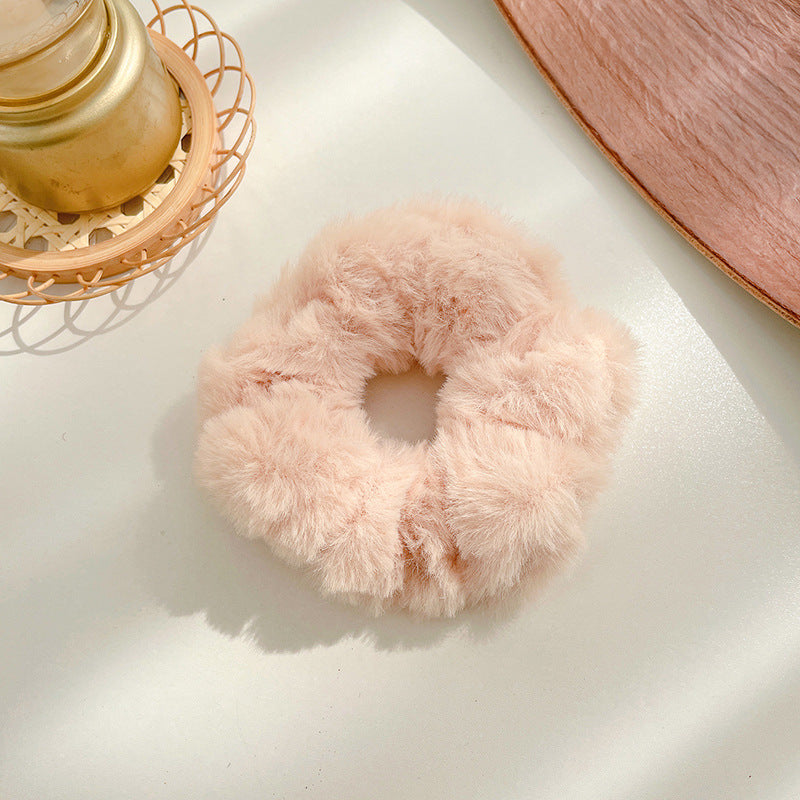 Winter Plush Pork Intestine Hair Ring - Colorful Hair Accessory for Women