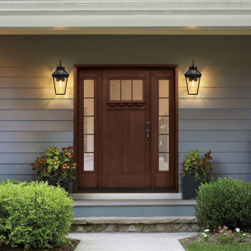 Outdoor Waterproof Wall Light with Support for Various Bulbs - Black, 2 Pack