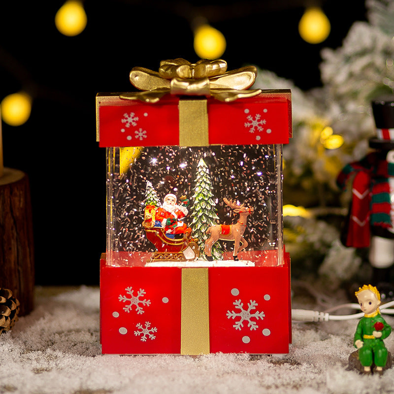 Christmas Gift Box with Crystal Ball Night Lamp and Ornaments - Multiple Colors
