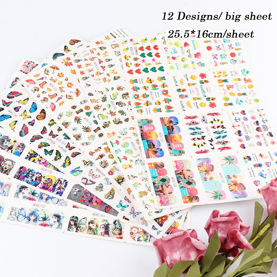 Nail Art Stickers Watermark Decals for Manicure - Sun Butterfly Galaxy Series