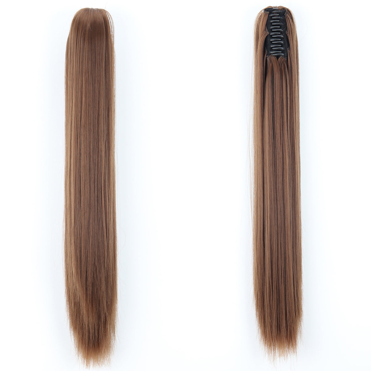 Long Straight Synthetic Wig with Ponytail Claw Clip - Chemical Fiber Hair Extension