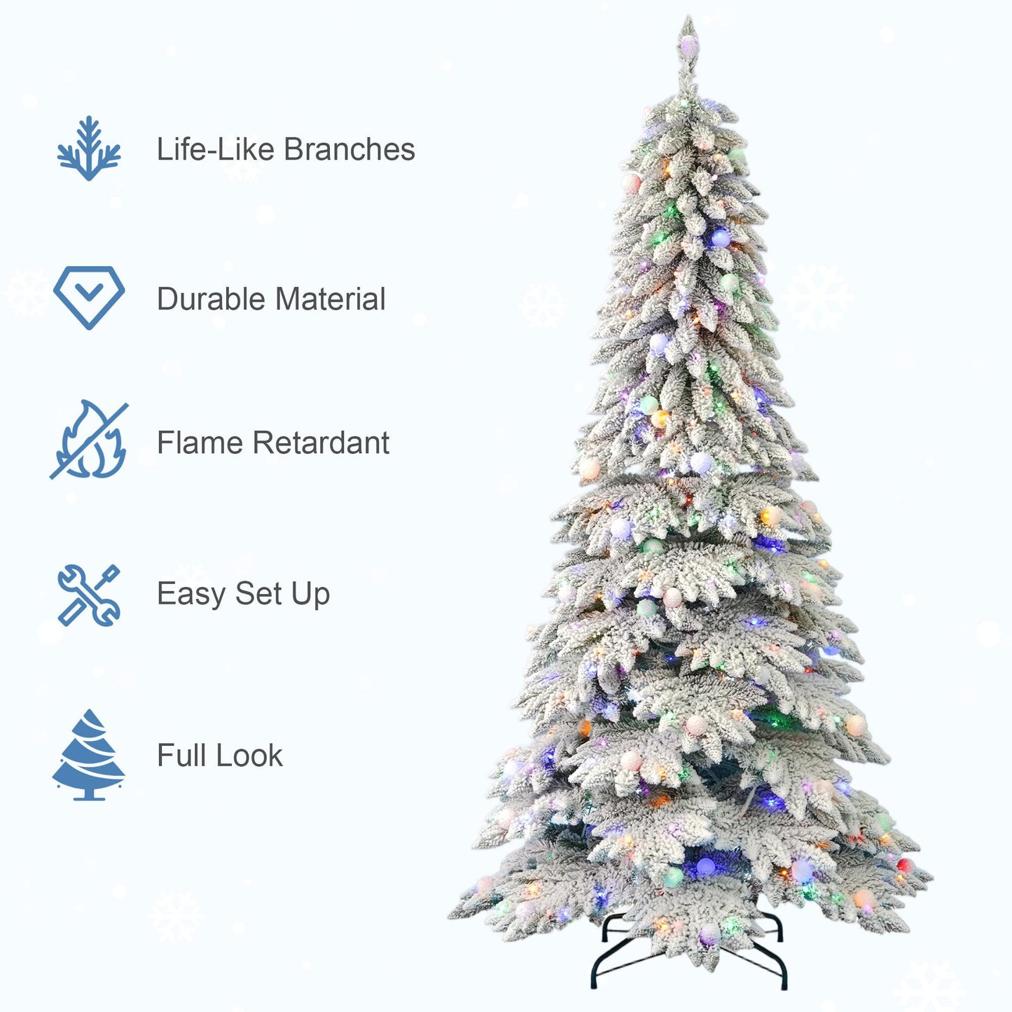 Pre-Lit Snow-Flocked Christmas Tree for Festive Home Decoration