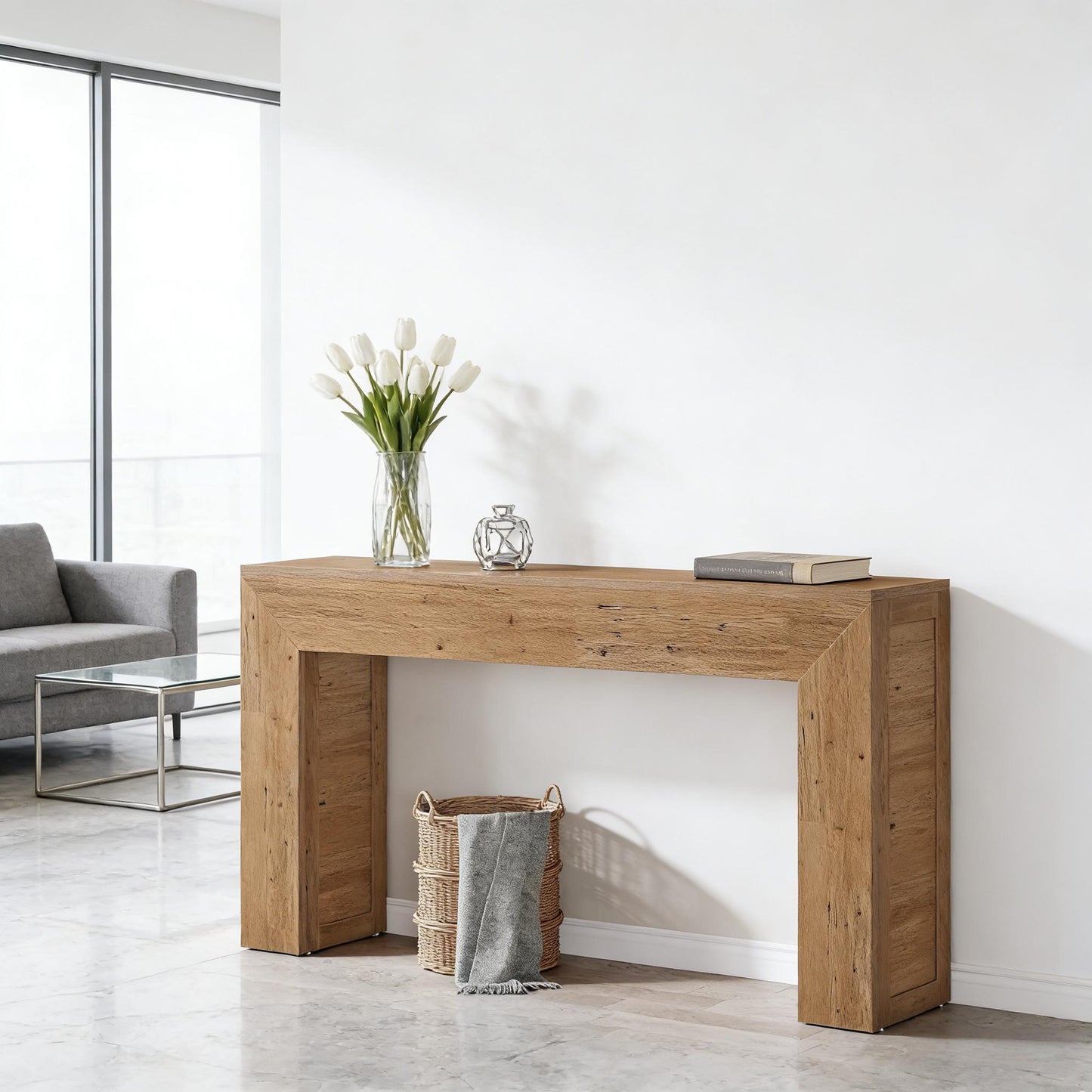 Rustic Console Table - Practical Entryway Sofa Table - Brown