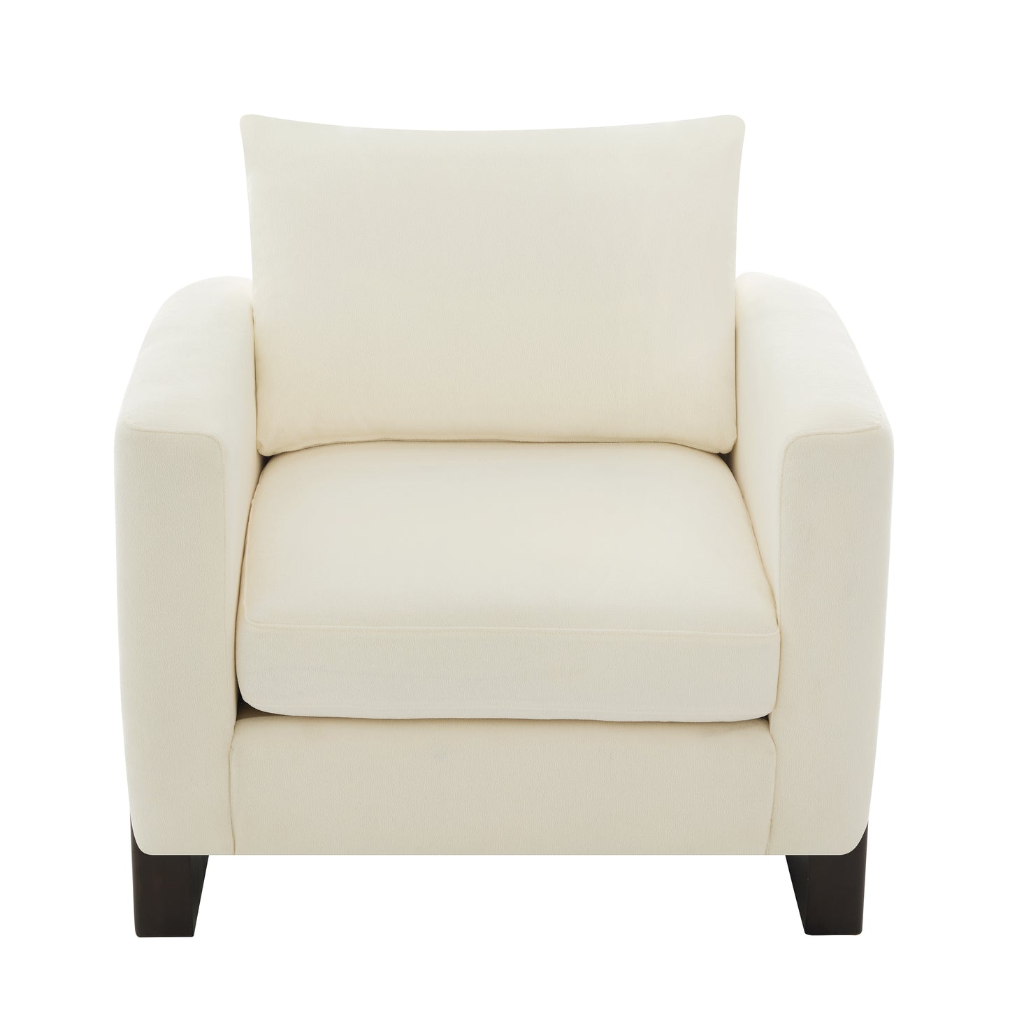 Beige Modern Accent Chair - Stylish Club Armchair with Rubberwood Legs