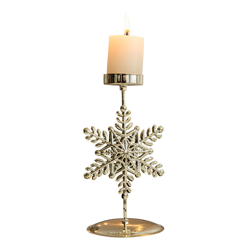 Christmas Candlestick Window Decor Iron Tray - Golden Festive Home Accent