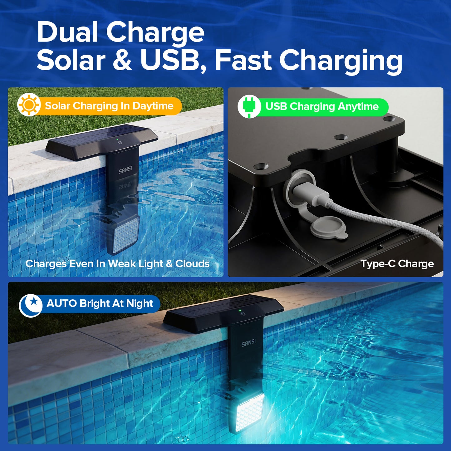 Solar Pool Light RGB with Remote, 20 Colors, 4 Modes, Waterproof IP68, Rechargeable, Easy Magnetic Mount