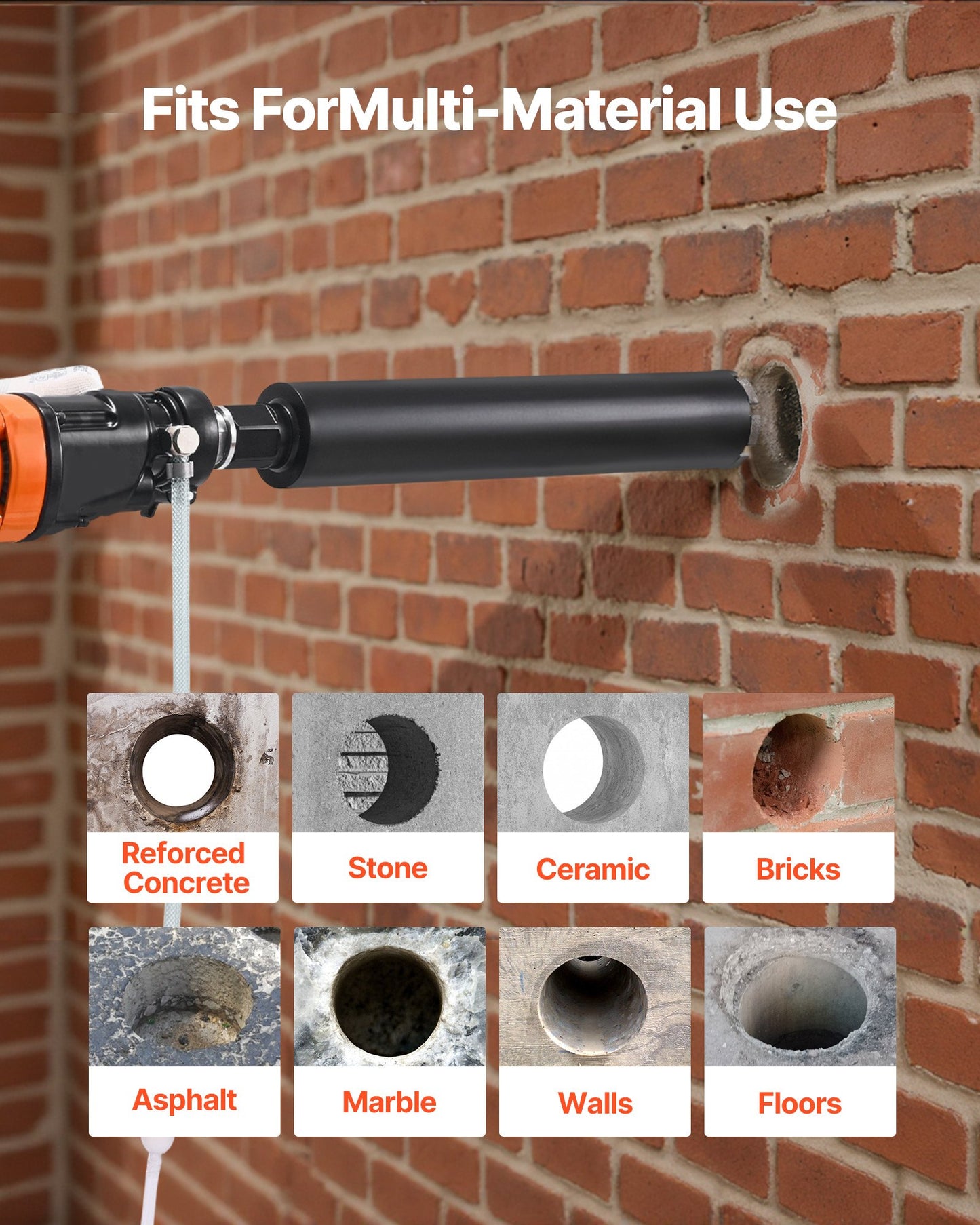 8 Inch Handheld Concrete Core Drill Machine 1800W with Dual Speed