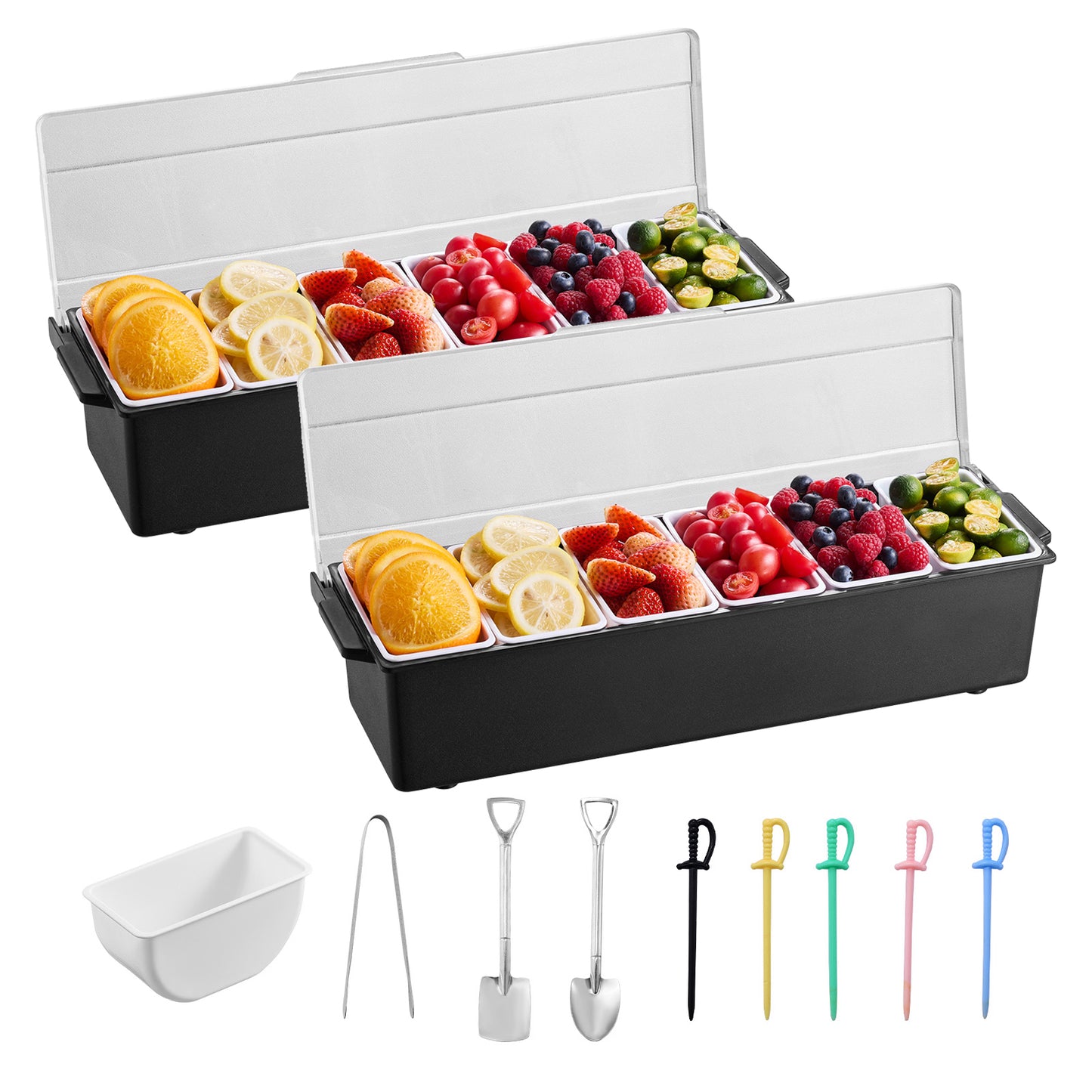 Ice Cooled Condiment Serving Container with 6 Compartments for Food & Beverage Service