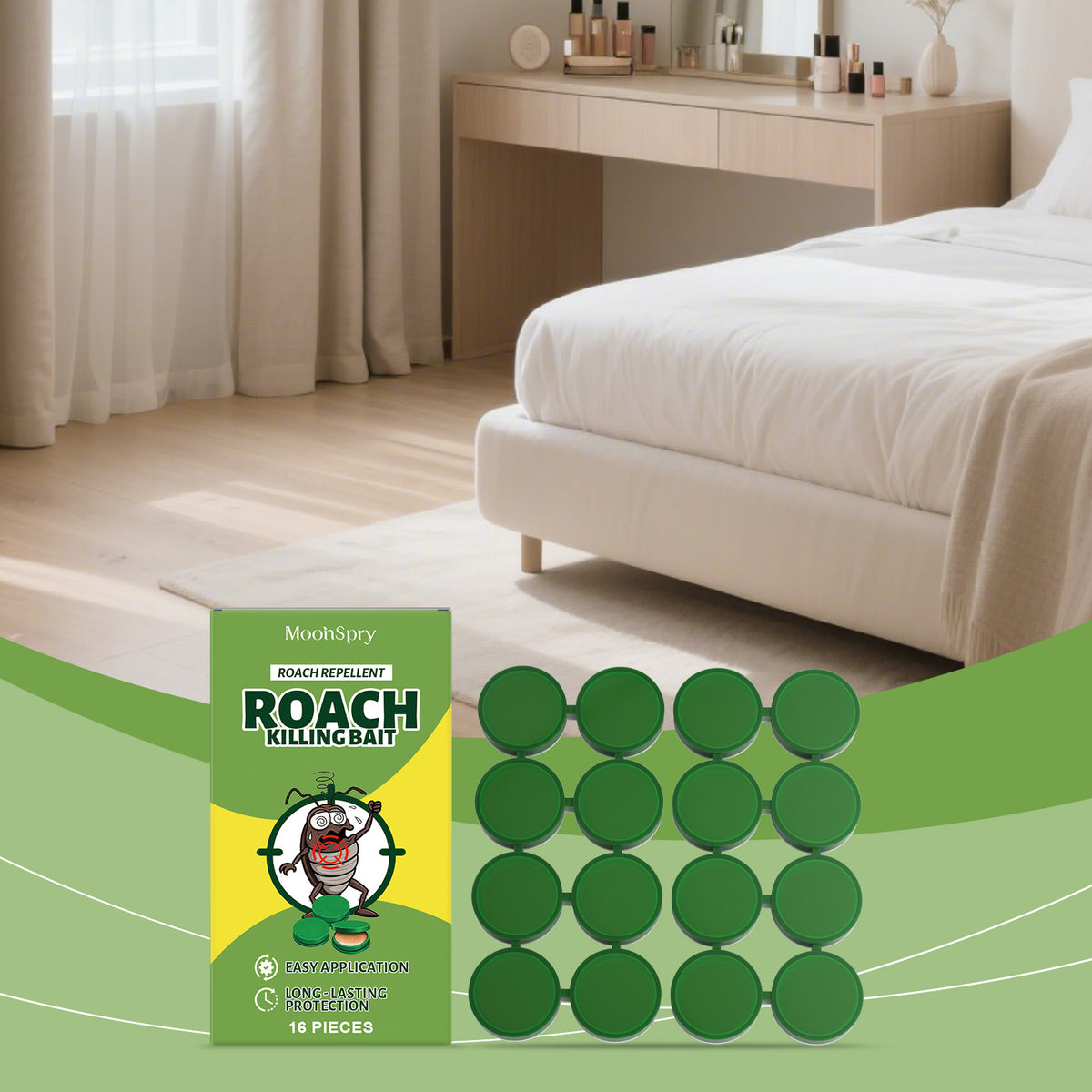 Cockroach Bait Stickers 16-Pack - Pest Control Sticky Traps for Insects