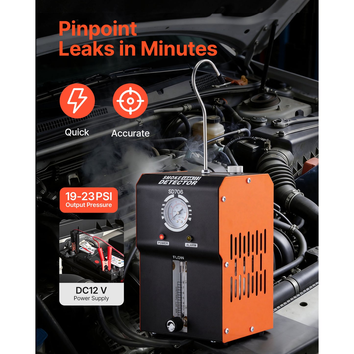 Automotive Leak Detector Smoke Machine with Vacuum & Pressure Gauge