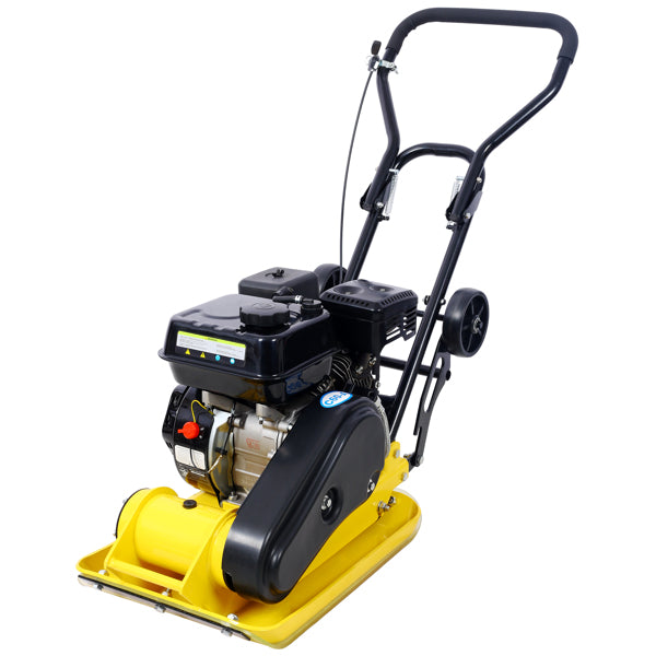 Gas Powered Plate Compactor 7.0 HP 5500PPM with Steel Plate & Wheels