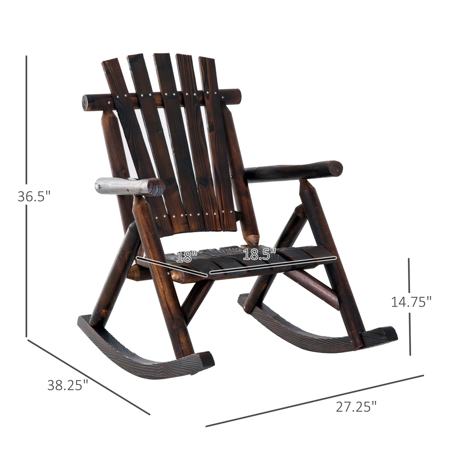 Adirondack Rocking Chair - Rustic Wooden Design for Patio