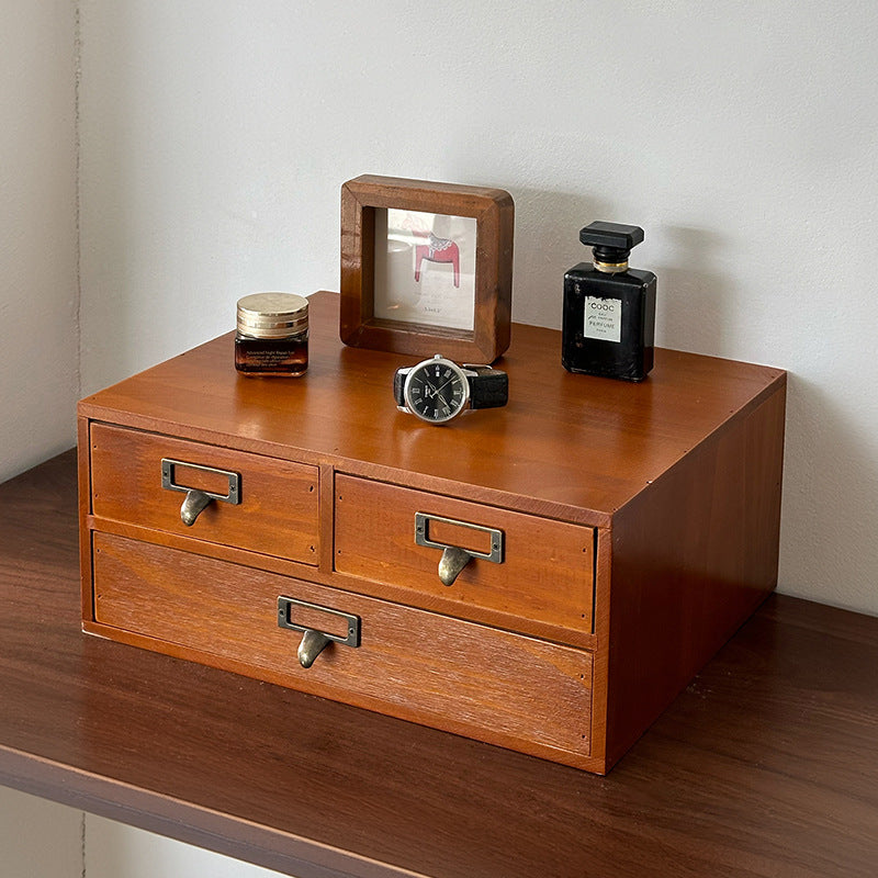 Wooden Desktop Storage Rack for Sundries and Stationery - 2 Layers, Japanese Style