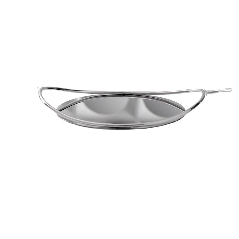 Wooden and Stainless Steel Mirror Tray for Living Room Tea and Coffee Storage