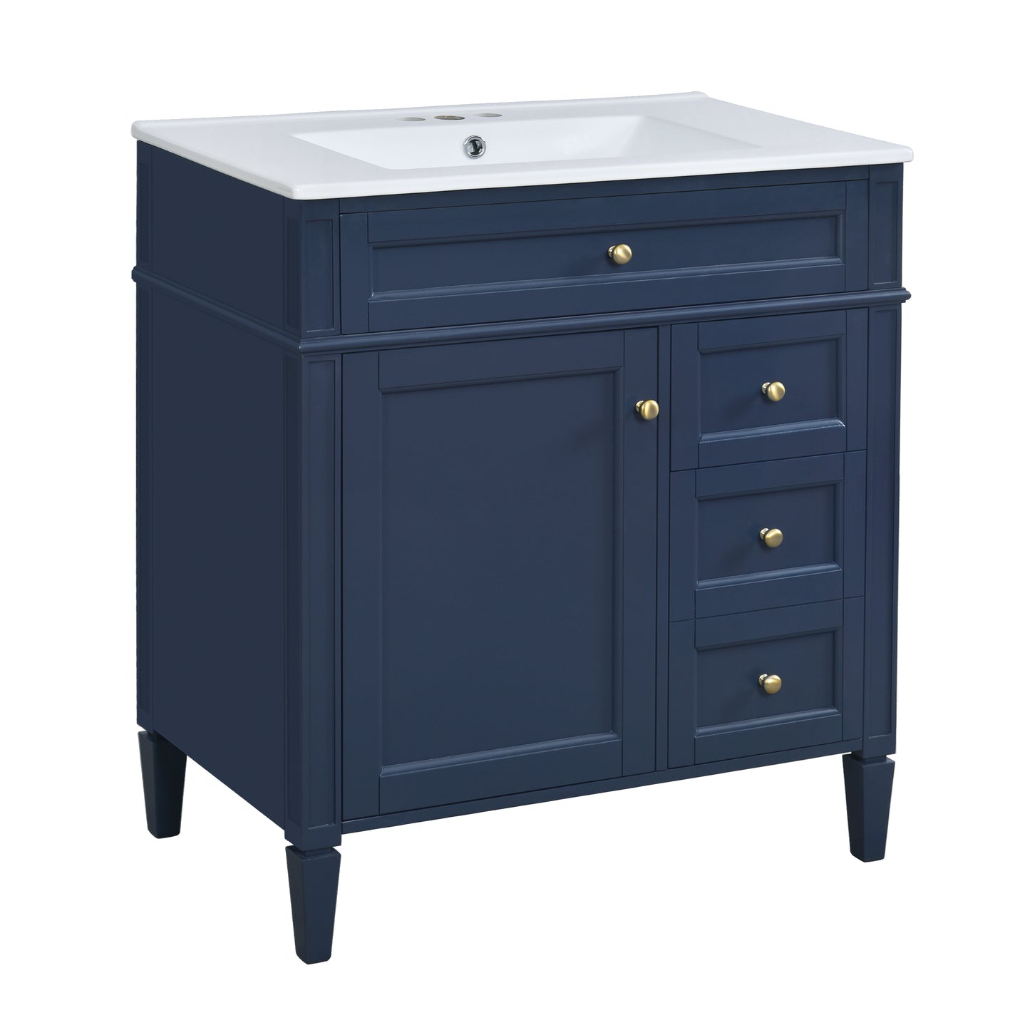30'' Blue Modern Bathroom Vanity with Sink & Storage Cabinet