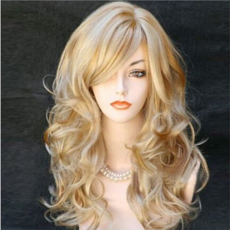 European & American Style Women's Synthetic Wig - 62cm, Yellow