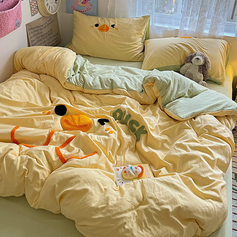 Skin-Friendly Cotton Quilt Bedding Set - 4 Pieces, Multiple Sizes & Patterns