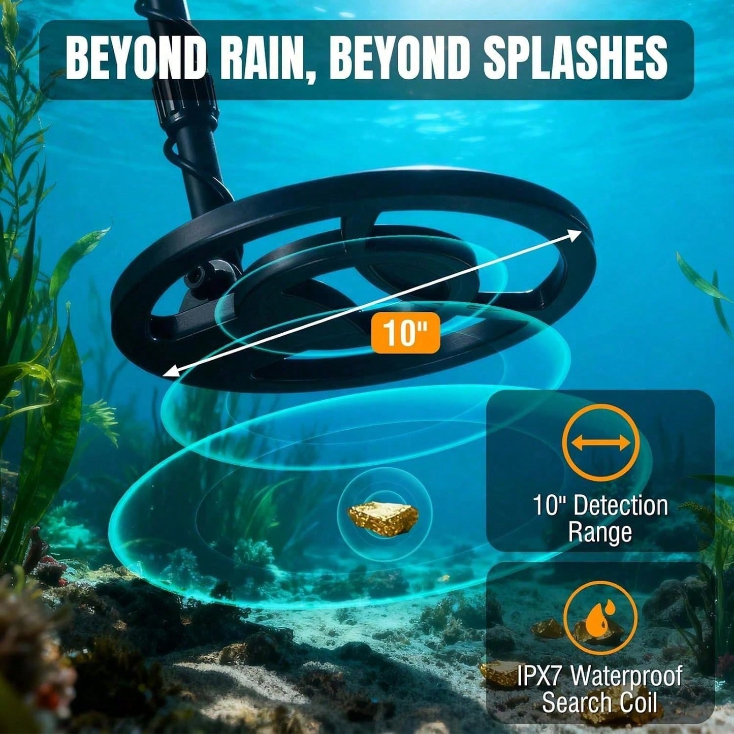 High-Precision Metal Detector with LCD Display and Waterproof Search Coil - Treasure Hunting Kit