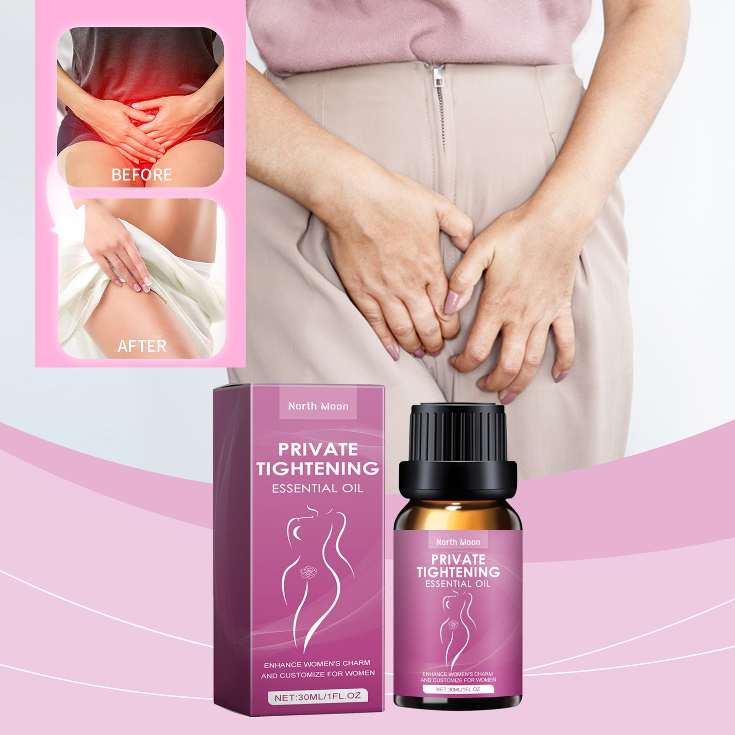 Intimate Moisturizing Massage Oil for Women with Ginkgo & Vitamin E, 30ml