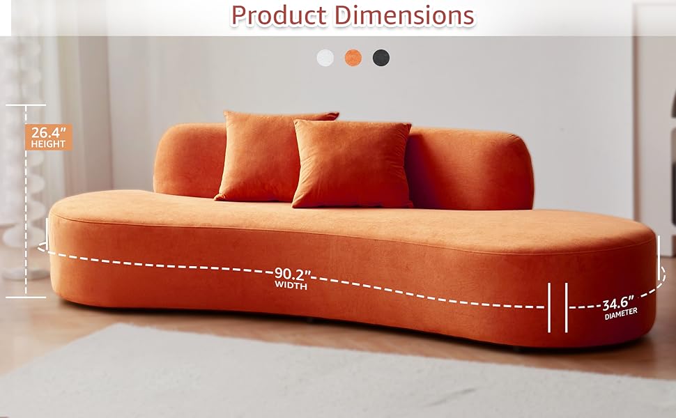 90 Curved Sofa With Throw Pillows, 4 Seater Luxury Velvet Couch Half