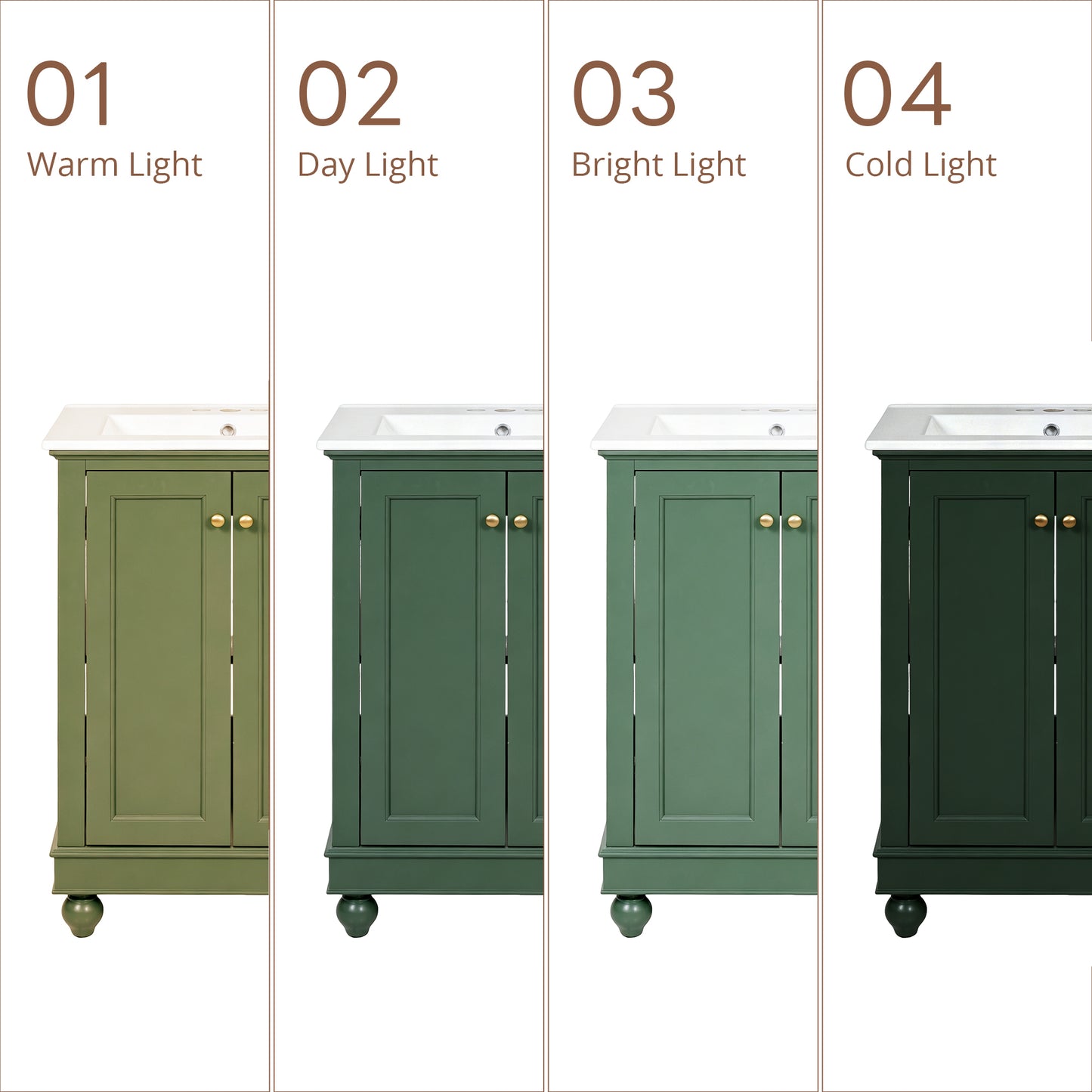 24 Inch Green Modern Bathroom Vanity Cabinet with Soft-Closing Storage