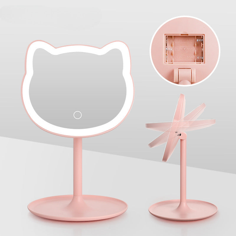 Rechargeable Makeup Mirror with Fill Light - Pink, 14x18cm