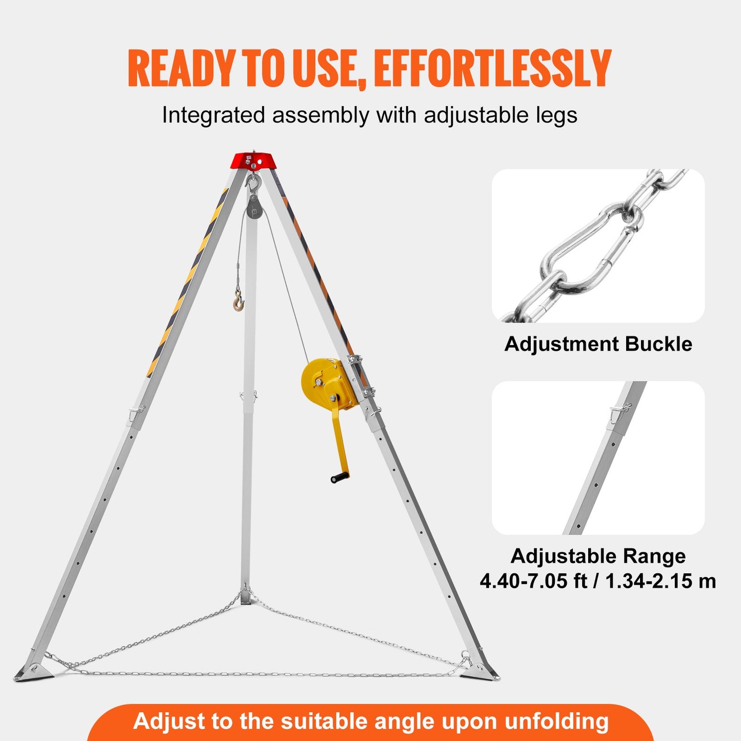 Confined Space Rescue Tripod Kit with 7' Legs, 98' Cable, Fall Protection & Storage Bag