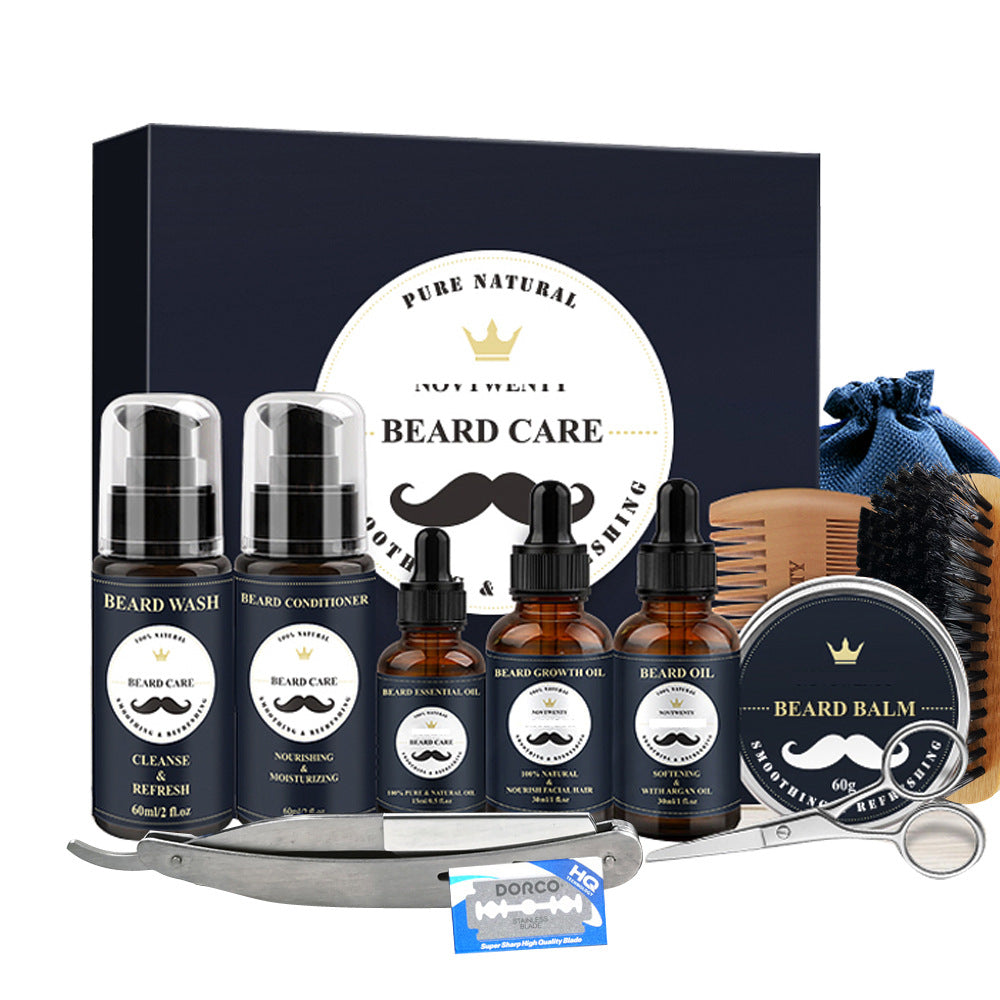 Complete Beard Grooming Kit with Safety Razor & Blades
